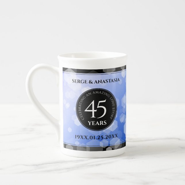 Tasse En Porcelaine Élégant 45e anniversaire de Mariage Sapphire (Gauche)