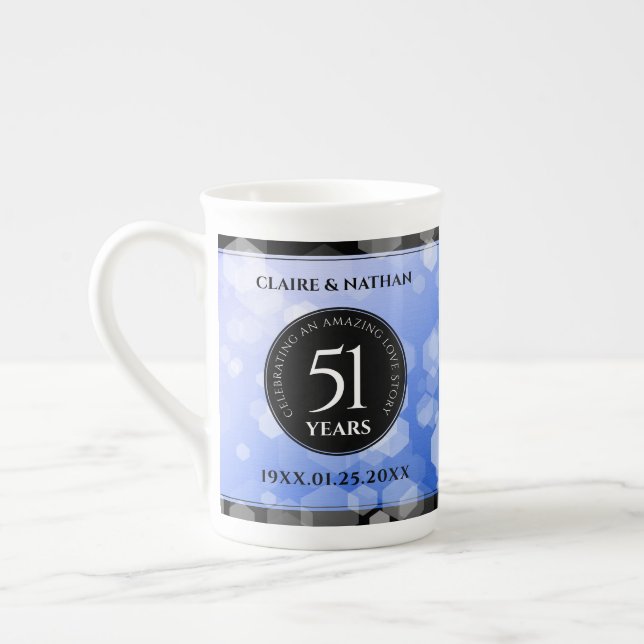 Tasse En Porcelaine Élégant 51e anniversaire de Mariage Sapphire (Gauche)