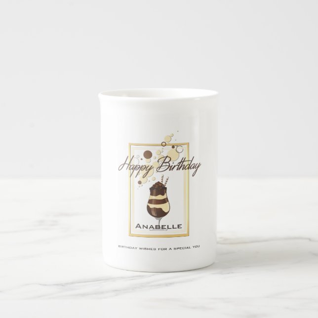 Tasse En Porcelaine Élégant chocolat Vanille Boire Anniversaire (Devant)