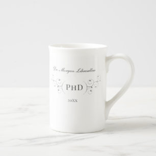 Tasse En Porcelaine Élégant doctorat Gris Gold Graduation