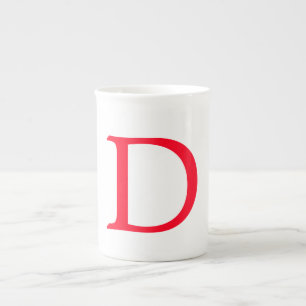 Tasse En Porcelaine Élégant minimaliste classique Monogramme rouge ini