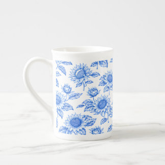 Tasse En Porcelaine Elegant Toile du Jouy Sunflowers – Blue Botanical 
