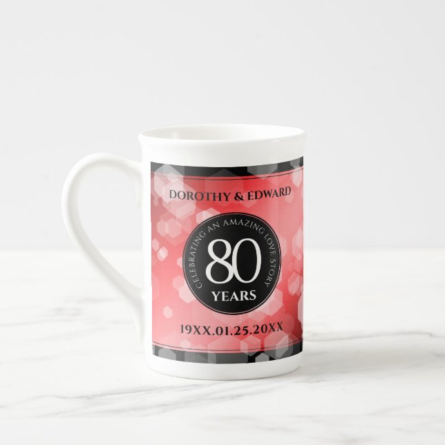 Tasse En Porcelaine Elégante 80ème anniversaire du Mariage de Ruby (Gauche)