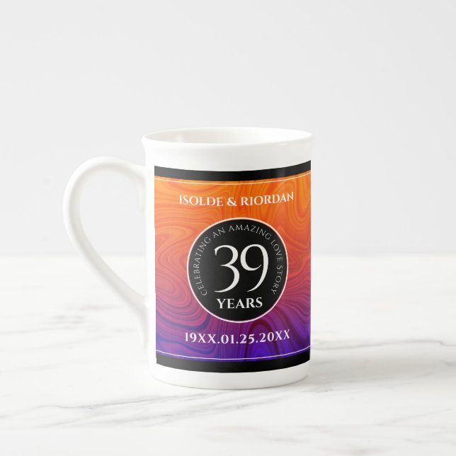 Tasse En Porcelaine Élégante célébration du 39e anniversaire du Mariag (Gauche)