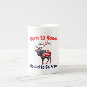 Tasse En Porcelaine Elk Flag Amérique