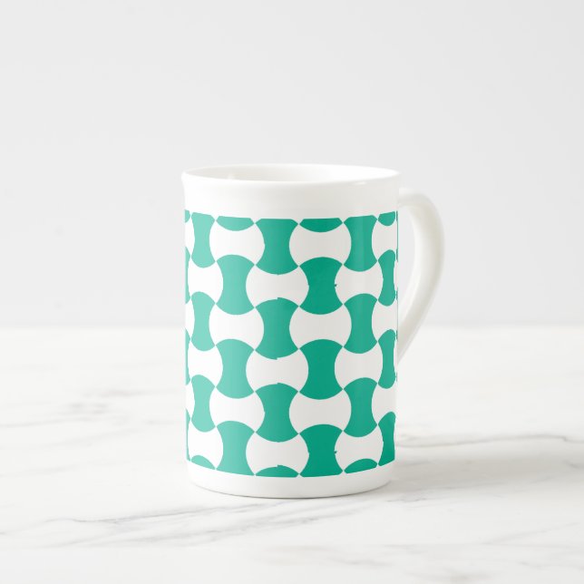 Tasse En Porcelaine Emerald Green et White Motif géométrique (Devant droit)