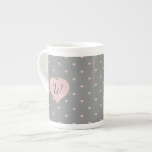 Tasse En Porcelaine Étoiles dans les coeurs sur Gray Spécialty Mug
