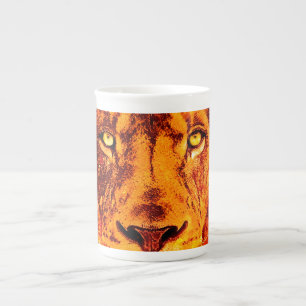 Tasse En Porcelaine Face de lion orange