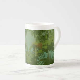 Tasse En Porcelaine Faux Vintage tissu tropical