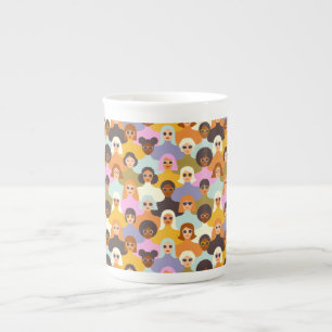 Tasse En Porcelaine Femmes rétrogrades du Motif mondial