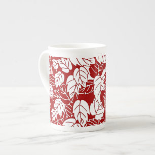 Tasse En Porcelaine Feuille japonaise, rouge foncé et blanc