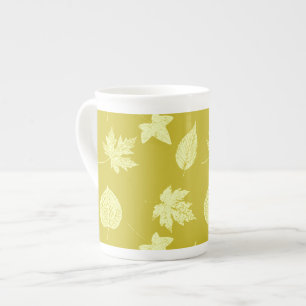 Tasse En Porcelaine Feuilles d'automne - moutarde et jaune clair