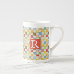 Tasse en porcelaine fine CRAZY QUILT + Texte / Rou