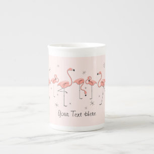 Tasse En Porcelaine Flamants roses Ligne rose Texte os chine chine mug
