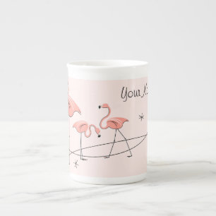 Tasse En Porcelaine Flamants roses Rose Trio Nom os chine mug
