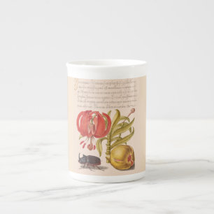 Tasse En Porcelaine Fleur de grenade, Fruit et Rhinoceros Beetle