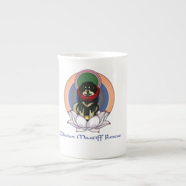 Tasse En Porcelaine Fleur de Lotus Mastiff Tibétain (Devant)