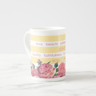 Tasse En Porcelaine Fleur de naissance et Gem Strig Mug June Bone Chin