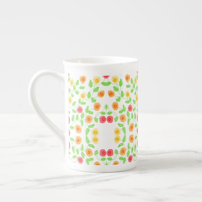 Tasse En Porcelaine Fleur fantaisie de la Chine (Gauche)
