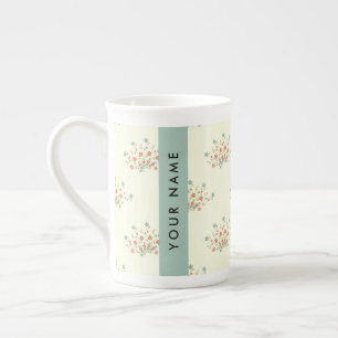 Tasse En Porcelaine Fleurs bleues et rouges, Bleues, Votre nom