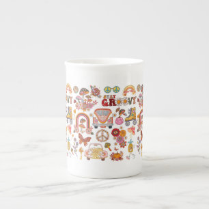 Tasse En Porcelaine Fleurs boho colorées rétro design floral super