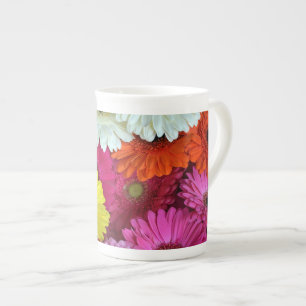 Tasse En Porcelaine Fleurs de gerber colorées os chine chine mug