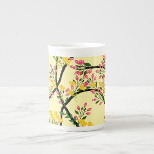 Tasse En Porcelaine Fleurs de vigne roses jaunes