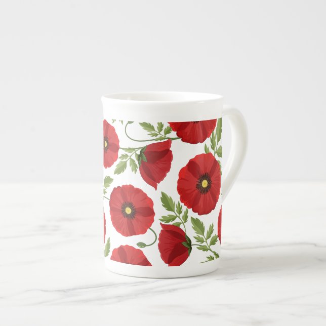 Tasse En Porcelaine Fleurs d'été joyeuses floraison de pavot (Devant droit)