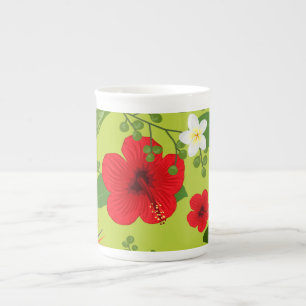 Tasse En Porcelaine Fleurs tropicales Arrière - plan 6