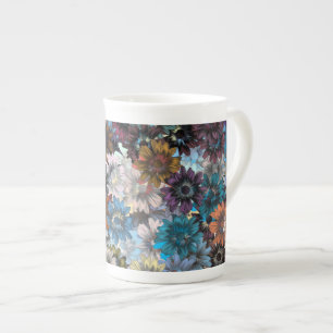 Tasse En Porcelaine Floral bleu et marron