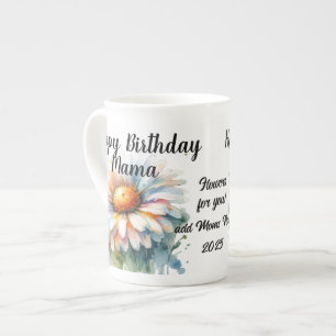Tasse En Porcelaine Floral Joyeux Anniversaire maman Personnaliser