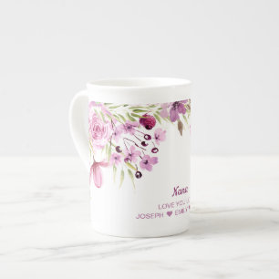 Tasse En Porcelaine Flore rose et violet de Nana
