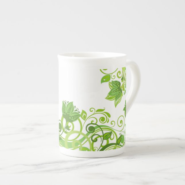 Tasse En Porcelaine Flore verte (Devant droit)