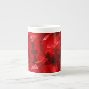 Tasse En Porcelaine Fond de cristal géométrique abstrait rouge