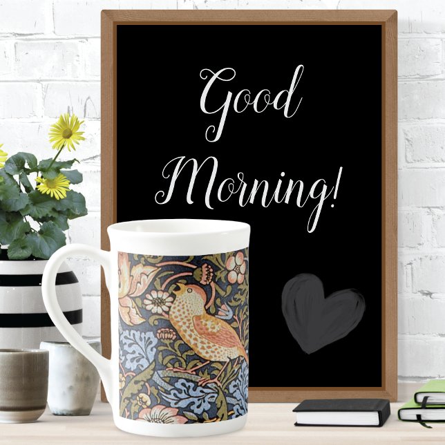 Tasse En Porcelaine Fraises Oiseaux de feuillage William Morris (Créateur téléchargé)