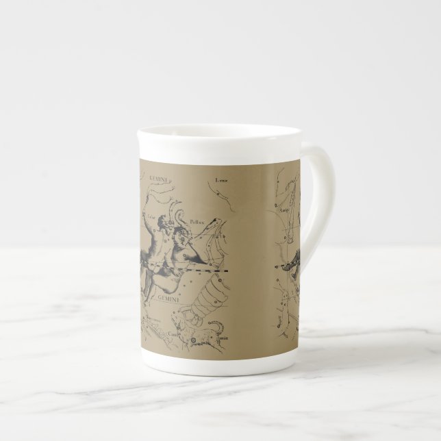 Tasse En Porcelaine Gemini Constellation Zodiac Hevelius 1690 (Devant droit)