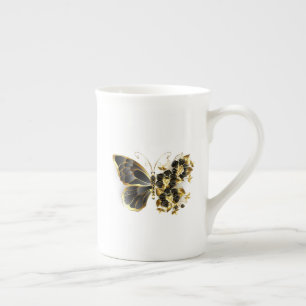 Tasse En Porcelaine Gold flower Butterfly with Black Orchid