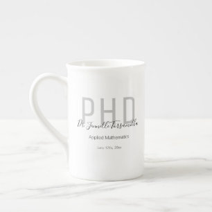 Tasse En Porcelaine Graduate Keepsaké Black Grey Nom Diplôme PhD