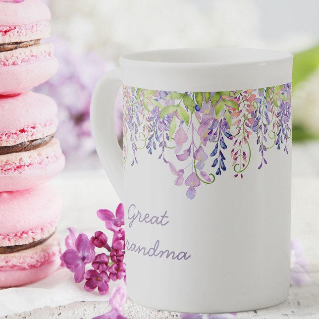 Tasse En Porcelaine Grande Grand-mère - Aquarelle violette Fleurs de b (Créateur téléchargé)