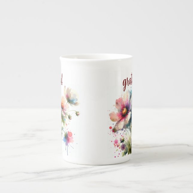 Tasse En Porcelaine Grateful Floral Moderne Spécialité Mug (Devant)