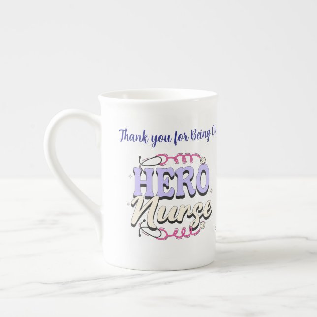 Tasse En Porcelaine Gratitude Cute Nurse Blues Typographie PERSONNALIS (Gauche)