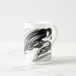 Tasse En Porcelaine Gustav Klimt - Poisson Sang Surreal Art Japonais