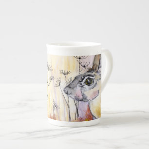 Tasse En Porcelaine Hare Startled china mug