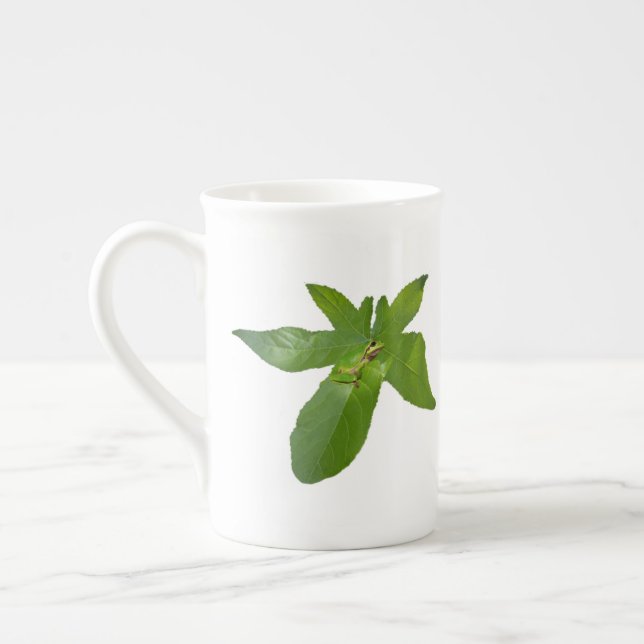 Tasse En Porcelaine "Havre de feuilles : une petite grenouille verte s (Gauche)