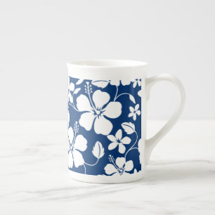 TASSE EN PORCELAINE HAWAIIAN HULA (HIBISCUS) NAVY