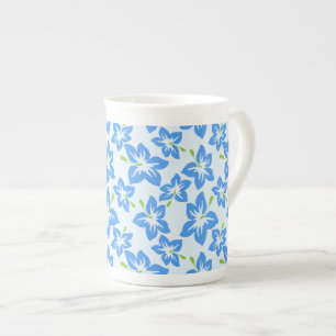 Tasse En Porcelaine Hibiscus bleu, fleurs bleues, motif de fleurs