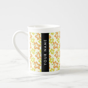 Tasse En Porcelaine Hibiscus jaune, Hibiscus orange, Votre nom