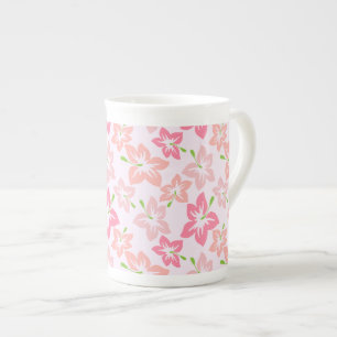Tasse En Porcelaine Hibiscus Rose, Fleurs Roses, Motif De Fleurs