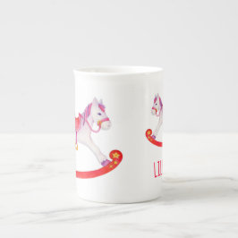 Tasse En Porcelaine Hobby cheval blanc aquarelle art rouge nom personn