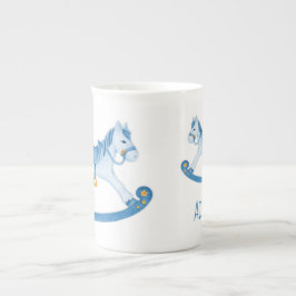 Tasse En Porcelaine Hobby cheval blanc aquarelle bleu nom personnalisé
